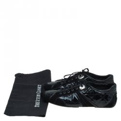 Dior Black Cannage Patent and Suede Sneakers Size 40