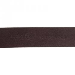 Pre Owned Dolce and Gabbana Brown Leather Continuity Logo Plaque Belt Size 95 