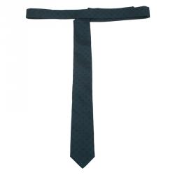 Pre Owned Dolce and Gabbana Green Martini Micro Square Silk Tie 