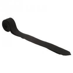 Dolce and Gabbana Black Polka Dot Silk Skinny Tie