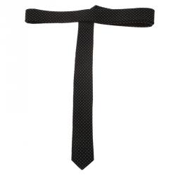 Dolce and Gabbana Black Polka Dot Silk Skinny Tie