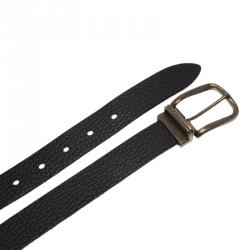 Pre Owned Dolce and Gabbana Black Pebbled Leather Classic Belt 90CM