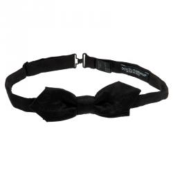 Dolce and Gabbana Black  Jaquard Silk Bow Tie One Size