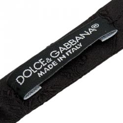 Dolce and Gabbana Black  Jaquard Silk Bow Tie One Size