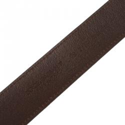 Pre Owned حزام دولتشي أند غابانا بوجهين وإبزيم بادج جلد بني داكن 100 سم