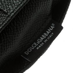 Dolce and Gabbana Black Leaf print Leather Bifold Wallet