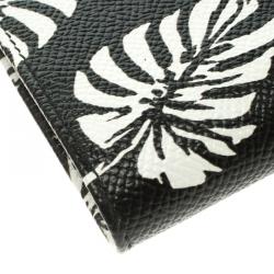 Dolce and Gabbana Black Leaf print Leather Bifold Wallet