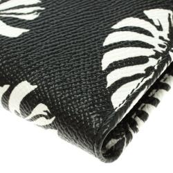 Dolce and Gabbana Black Leaf print Leather Bifold Wallet