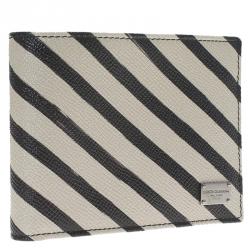 Dolce and Gabbana Two Tone Striped Leather Billfold Wallet