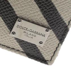 Dolce and Gabbana Two Tone Striped Leather Billfold Wallet