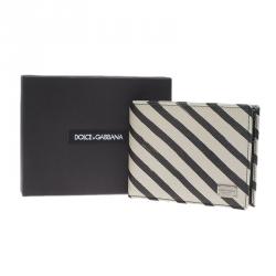 Dolce and Gabbana Two Tone Striped Leather Billfold Wallet