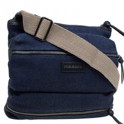 Dolce and Gabbana Navy Blue Canvas Messenger Bag