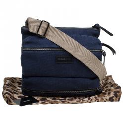 Dolce and Gabbana Navy Blue Canvas Messenger Bag