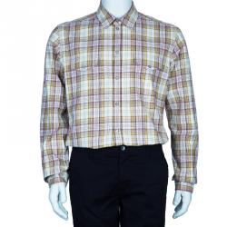 Pre Owned Dolce and Gabbana Men's Multicolor Checked Shirt L