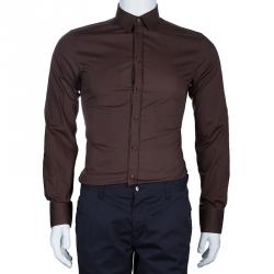 مملوكة مسبقًا قميص دولتشي أند غابانا بني للرجال S