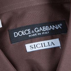 مملوكة مسبقًا قميص دولتشي أند غابانا بني للرجال S