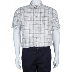 Pre Owned قميص رجالي دولتشي أند غابانا كم قصيرمنقط أبيض L