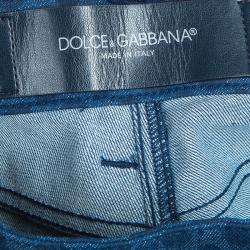 Pre Owned Dolce and Gabbana Mens Blue Polka Dot Jeans M