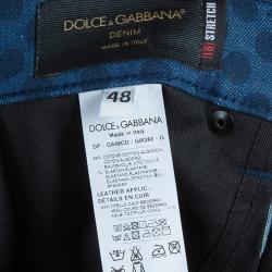 Pre Owned Dolce and Gabbana Mens Blue Polka Dot Jeans M