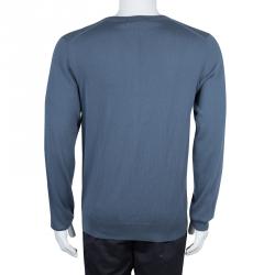 Pre Owned Dolce and Gabbana Grey V-Neck Sweater L