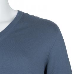 Pre Owned Dolce and Gabbana Grey V-Neck Sweater L