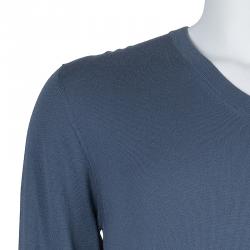 Pre Owned Dolce and Gabbana Grey V-Neck Sweater L