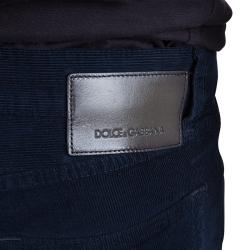 Pre Owned Dolce And Gabbana Navy Blue Corduroy Trousers S
