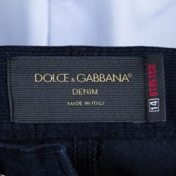 Pre Owned Dolce And Gabbana Navy Blue Corduroy Trousers S
