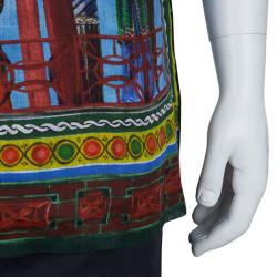 Pre Owned تيشيرت دولتشي أند غابانا كتان مطبوع متعدد الألوان XXL