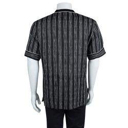 Pre Owned Dolce And Gabbana Monochrome Striped Short Sleeve Linen Shirt XL
