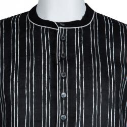 Pre Owned Dolce And Gabbana Monochrome Striped Short Sleeve Linen Shirt XL