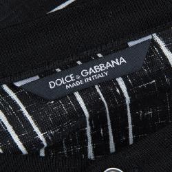 Pre Owned Dolce And Gabbana Monochrome Striped Short Sleeve Linen Shirt XL