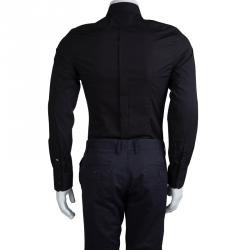 مملوكة مسبقًا قميص دولتشي أند غابانا بشعار ذهبي قطن أسود S