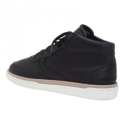 Pre Owned حذاء سنيكرز دولتشي أند غابانا مقدمة مرتفعة جلد أسود مقاس 40.5