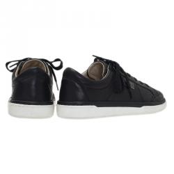 Pre Owned Dolce and Gabbana Black Leather Logo Plaque Sneakers Size 40
