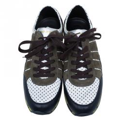 Pre Owned Dolce and Gabbana Tri Color Leather and Suede Sneakers Size 42