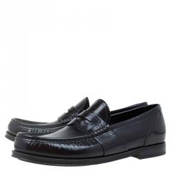 Pre Owned Dolce and Gabbana Brown Leather Penny Loafers Size 42