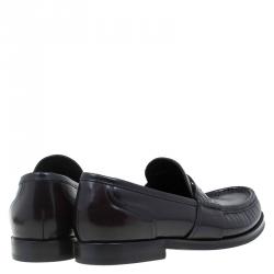 Pre Owned Dolce and Gabbana Brown Leather Penny Loafers Size 42