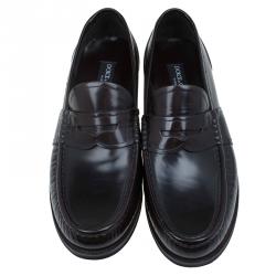 Pre Owned Dolce and Gabbana Brown Leather Penny Loafers Size 42