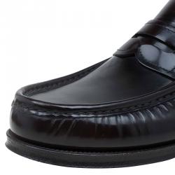 Pre Owned Dolce and Gabbana Brown Leather Penny Loafers Size 42