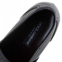 Pre Owned Dolce and Gabbana Brown Leather Penny Loafers Size 42