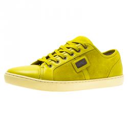 Pre Owned Dolce and Gabbana Yellow Suede Sneakers Size 44