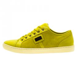 Pre Owned Dolce and Gabbana Yellow Suede Sneakers Size 44