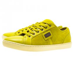 Pre Owned Dolce and Gabbana Yellow Suede Sneakers Size 44