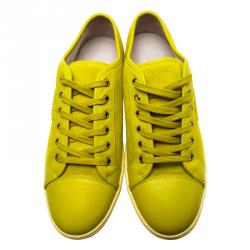 Pre Owned Dolce and Gabbana Yellow Suede Sneakers Size 44