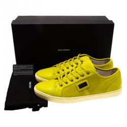 Pre Owned Dolce and Gabbana Yellow Suede Sneakers Size 44