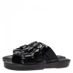 Pre Owned Dolce and Gabbana Black Leather Buckle Sandals Size 43