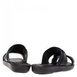 Pre Owned Dolce and Gabbana Black Leather Buckle Sandals Size 43