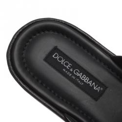 Pre Owned Dolce and Gabbana Black Leather Buckle Sandals Size 43