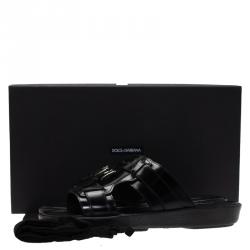 Pre Owned Dolce and Gabbana Black Leather Buckle Sandals Size 43